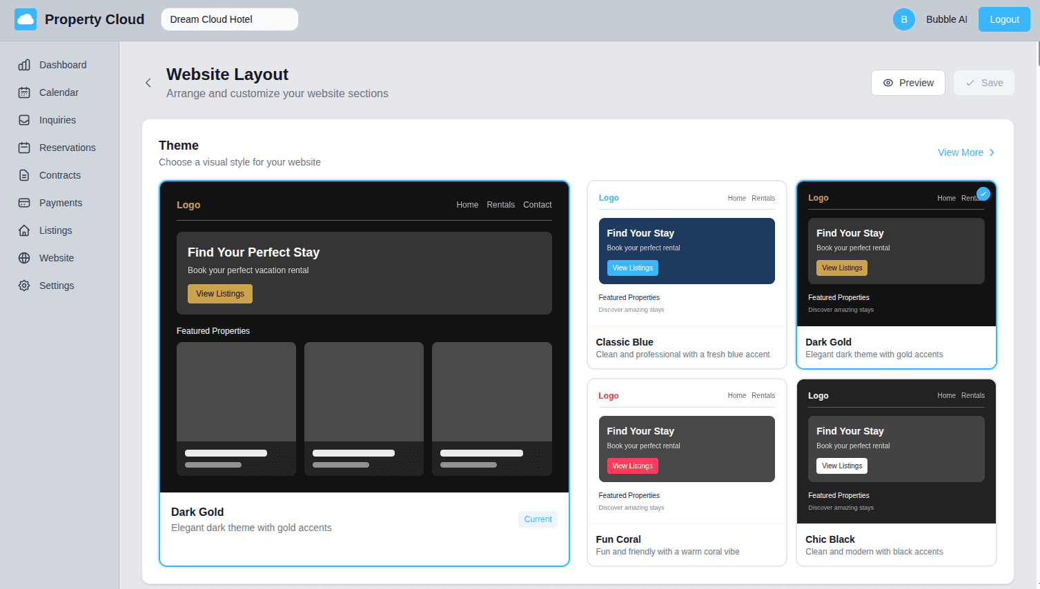 Website layout editor